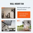 thumbnail image 6 of Wall Mount Fan, 2 PCS 18 inch Oscillating, 3-speed High Velocity Max. 4000 CFM Industrial Wall Fan for Indoor, Commercial, Residential, Warehouse, Greenhouse, Workshop, Basement, Garage,Black, 6 of 6