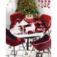 thumbnail image 5 of Round Tablecloth with Elastic Xmas Elk Moose in the Snowfield Buffalo Plaid Waterproof Stain-proof Table Cover Wipeable Fitted Table Cloths for 36"-44" Round Tables Dining Kitchen Indoor Outdoor Use, 5 of 6