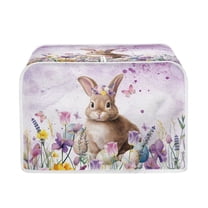 Renewold 4 Slice Rabbit Toaster Cover for Home Flower Butterfly Microwave Oven Dustproof Cover Easter Day Wide Slot Breadmaker Cover Decoration, Purple