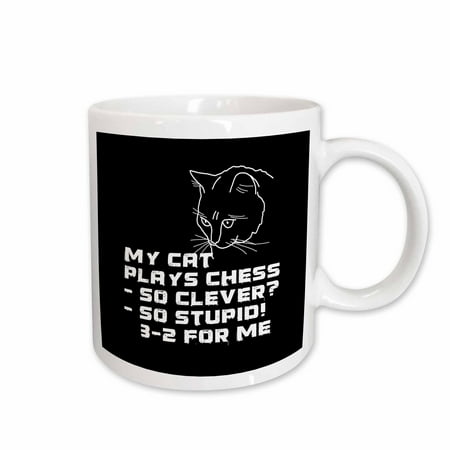 

My cat plays chess funny white design on black background 11oz Mug mug-272311-1