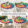 thumbnail image 7 of Rainbow Tie Dye Mandala Pattern Round Fitted Tablecloth with Elastic Edge,Dining Table Cover Waterproof,Outdoor Round Tablecloth for Camping,Dining,Indoor and Outdoor, 7 of 7