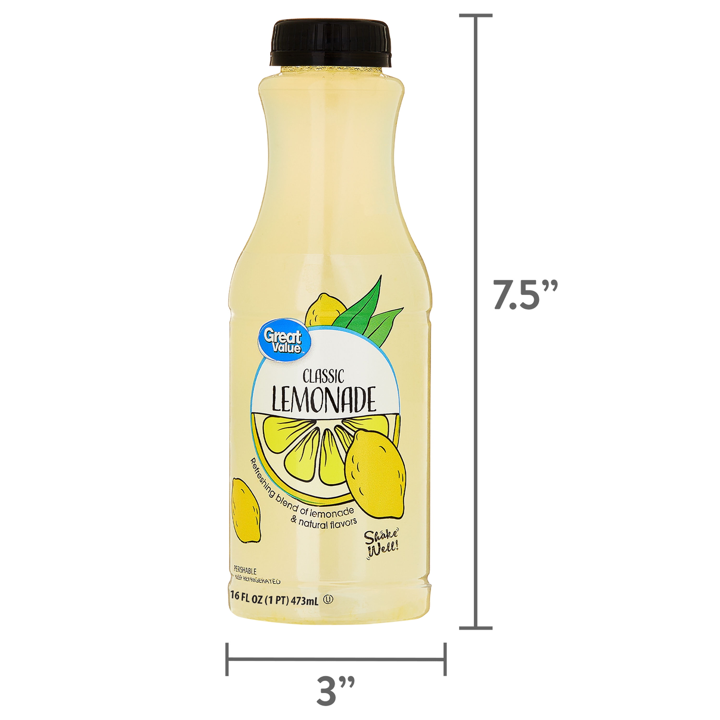 Great Value Classic Lemonade, 16 fl oz