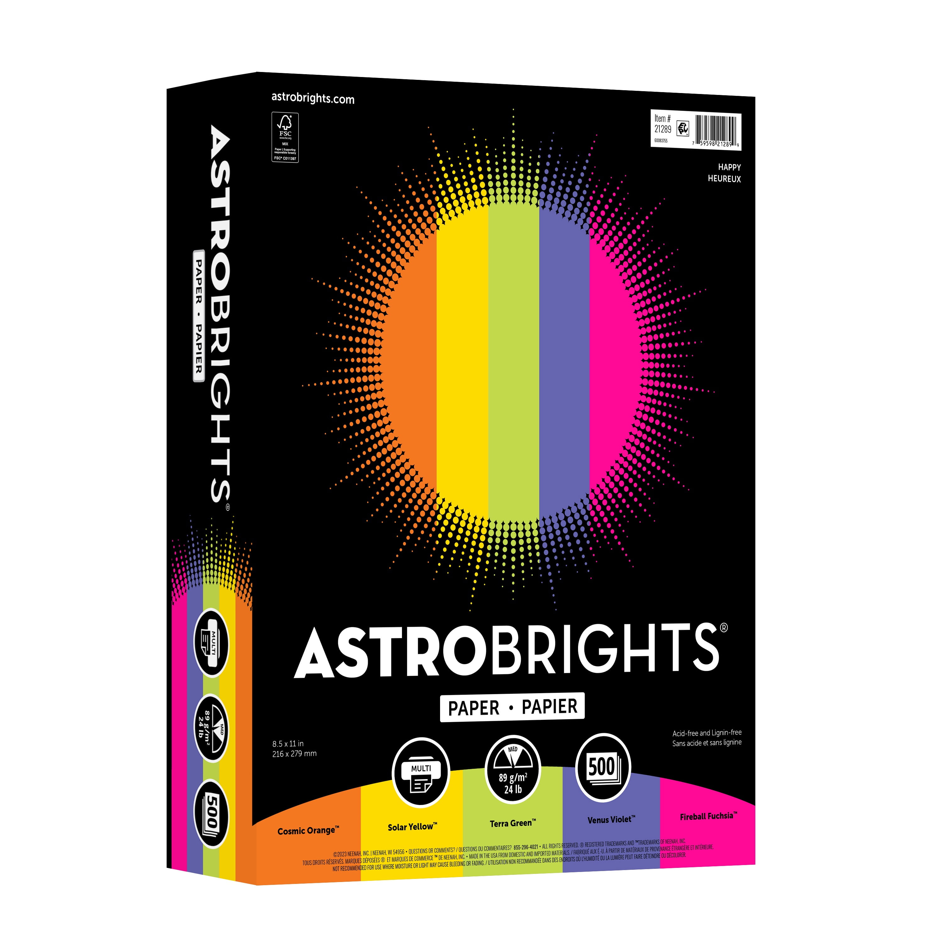 Astrobrights Classroom 2-Pack Paper and Cardstock Bundle, Bright Colors, 24 lb