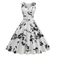 thumbnail image 2 of IROINNID Women's V-Neck A-Line Dress Fashion Sleeveless Vintage Printed Party Cocktail Swing Dresses Swing Stretchy Dresses Below The Knee Dress, 2 of 8