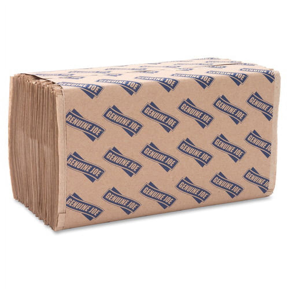 Genuine Joe Single-Fold Value Paper Towels 1 Ply - 10.25" x 9.10" - Natural - Recyclable - for Washroom, Restroom, Public Facilities - 250 Quantity per Pack - 4000 / Carton
