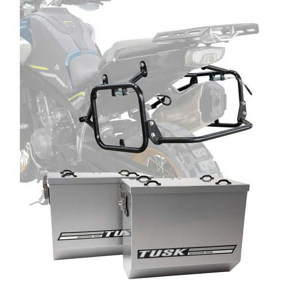 Tusk Aluminum Panniers with Pannier Racks V2 Large Silver For CFMOTO IBEX 800 E 2025