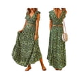 thumbnail image 4 of Coduop Women 2 Piece Floral Outfit Set Ruffle Sleeve V Neck Crop Tops and Long Skirt Suit Sets, 4 of 5