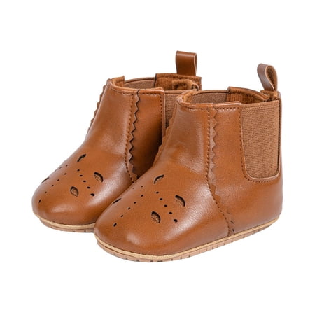 Wdgfv Girls Boots Spring Autumn Baby Shoes Korean Fashion Hollow Out Walking Shoes Rubber Sole Comfortable Lightweight for 0-18 Months Brown 6-12 Months