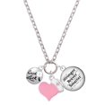 thumbnail image 1 of Delight Jewelry Silvertone Good Luck Disc with Cutout Four Leaf Clover - Light Pink Heart Nurse Strong Zoe Necklace, 1 of 4
