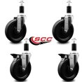 thumbnail image 2 of 6 Inch Phenolic Wheel Swivel 1-3/8 Inch Expanding Stem Caster Set 2 Brakes SCC, 2 of 2