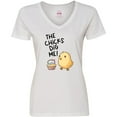thumbnail image 3 of Inktastic The Chicks Dig Me Easter Baby Chick with Basket and Eggs Women's V-Neck T-Shirt, 3 of 5
