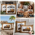 thumbnail image 5 of Orange Halloween Outdoor Waterproof Pillow Covers, Spooky Pumpkins Truck Black Cat Decorative Square Throw Pillowcase Sofa Cushion Sham for Patio/Couch/Chair, 26"x26" 2 Pack, 5 of 8