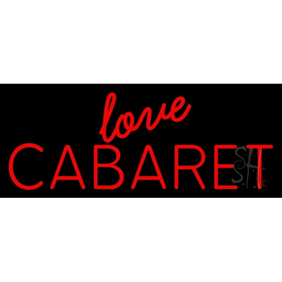 Love Cabaret LED Neon Sign 13" Tall x 32" Wide - inches Black Square Cut Acrylic Backing, with Dimmer - Premium built indoor Sign for Strip Club, Dance club, Décor, Bar.