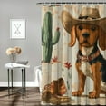 thumbnail image 2 of Autua Dog in Cowboy Hat and Cactus Bathroom Shower Curtain Set with Hooks 100% Polyester Fiber 36"x72, 2 of 7