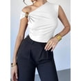thumbnail image 2 of Women'S Off the Shoulder Tops Mental Elegant Asymmetrical Dressy Top Going Out Outfits White L, 2 of 9