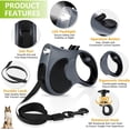 thumbnail image 6 of Retractable Dog Leash with Flashlight, 16ft Dog Walking Leash for Small Dogs up to 55 lbs 360° Tangle-Free Nylon Lead Anti-Slip Handle - Grey, 6 of 7