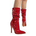 thumbnail image 6 of Leozcaa Womens Slouchy Mid Calf Boots for Women Kitten Heel with Pointed Toe Pull On Boots Fall Booties, 6 of 7