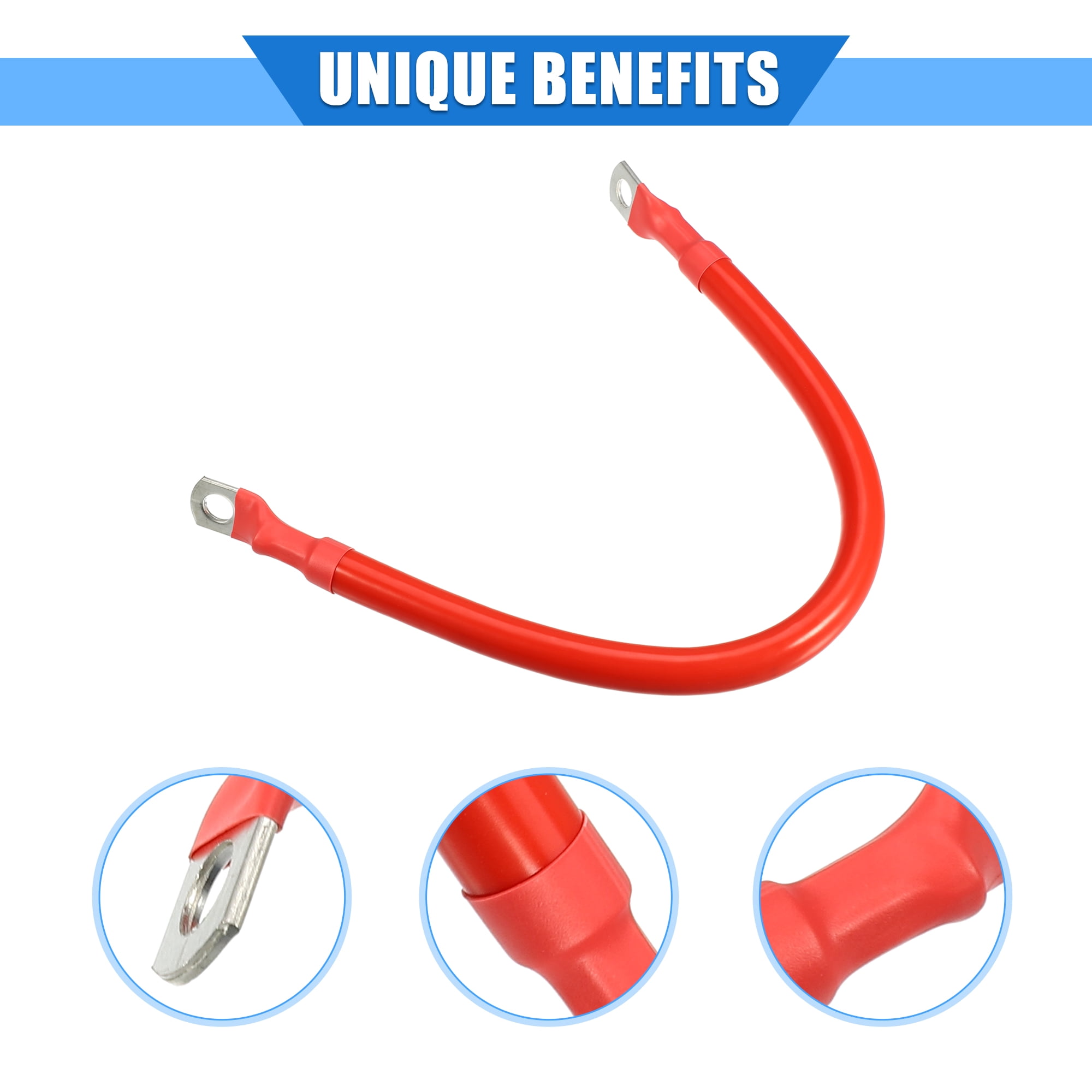 Unique Bargains Battery Cable 2 AWG Gauge 30cm 5/16" Battery Wire Universal for Car Truck RV Durable Copper Red