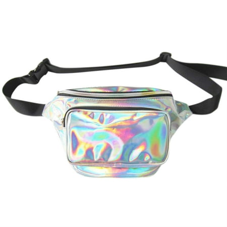Waterproof Laser Fanny Pack PU Hologram Laser Hip Waist Packs Women Belt Bag Travel Cashier