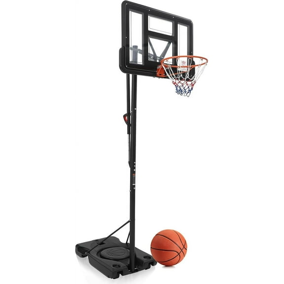 Adjustable Basketball Hoop 5.58–10FT, Outdoor Portable Basketball System with PC Backboard & Heavy Base, for Adults & Kids, Height Adjustable Goal for Driveway, Backyard, Indoor Use with Wheels