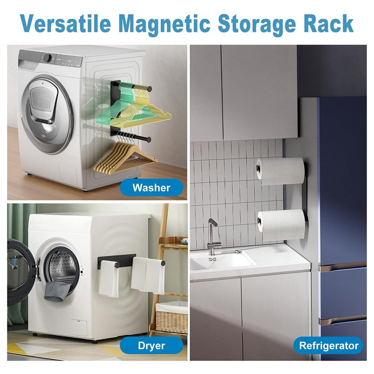 Hanger Organizer Stacker, Magnetic Hanger Holder, Extendable Hanger Storage Rack for Washing Machine Closet Laundry Room