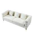 thumbnail image 4 of Miekor 81 Inch Oversized 3 Seater Sectional Sofa, Living Room Comfort Fabric Sectional Sofa - Deep Seating Sectional Sofa, Soft Sitting with 3 Pillows for Living Room,Bedroom,White teddy(Ivory) MK06, 4 of 12