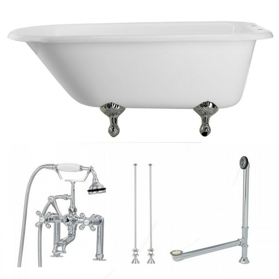 Heritage 57 Inch Cast Iron Classic Clawfoot Tub and Faucet Package