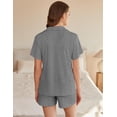 thumbnail image 2 of EKOUAER Womens Ribbed Knit Pajama Set Short Sleeve Soft Comfy Pj Set 2 Piece Lounge Set with Pockets Sleepwear, 2 of 6