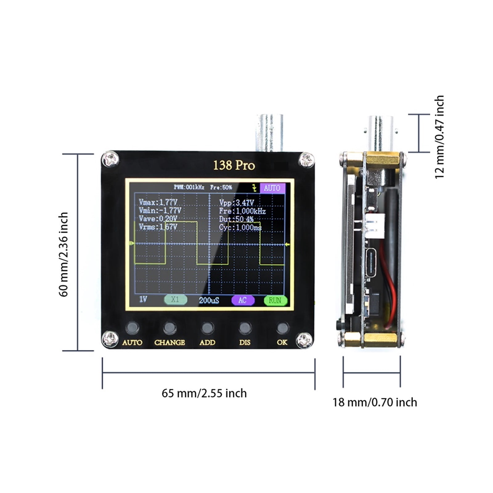 Handheld Automatic 3 Trigger Modes Digital Oscilloscope 200Khz Oscilloscopes Voltage Measuring Device ,Professional Designed