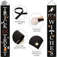 thumbnail image 3 of Decoraciones de Halloween para exteriores de Luxtrada, letreros de bienvenida para puerta de entrada de Halloween, pancarta de truco o trato de Halloween, letrero colgante para porche de Halloween,, 3 of 5