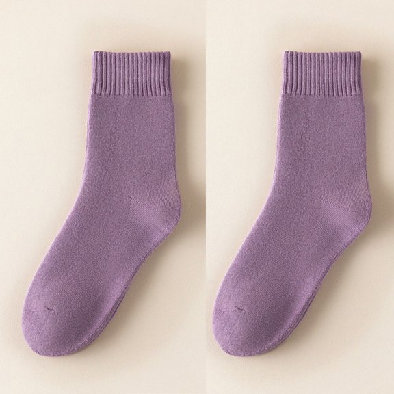 NTACZA Crew Socks Womens Size 9-11 Fleece Thick Purple Socks Ladies Thermal Sleeping Soft Stockings Free Size