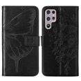 thumbnail image 5 of SaniMore Case for Samsung Galaxy S23 Ultra (6.1" 2023), PU Leather Full-body Protective Cover with Luxury Embossed Butterfly [Wrist Strap & Card Slots & Flip Kickstand] Stylish Wallet Case, Black, 5 of 5