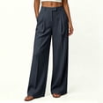 thumbnail image 7 of ZHYou No Boundarie Dress Pants for Women Oversized High Waisted Pull On Pleated Flowy Baggy Classic Office Work Pants,Navy,Size S, 7 of 7