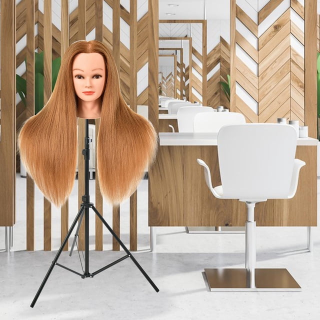 Modelo de cabeza de maniquí, cabeza de muñeca de tinte de estilo, modelo de cabeza de maniquí de cosmetología para rizar Dorado