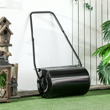 Durhand 38L Heavy Duty Push/Tow Poly Lawn Roller, U-handle Garden Roller Filled with Water or Sand
