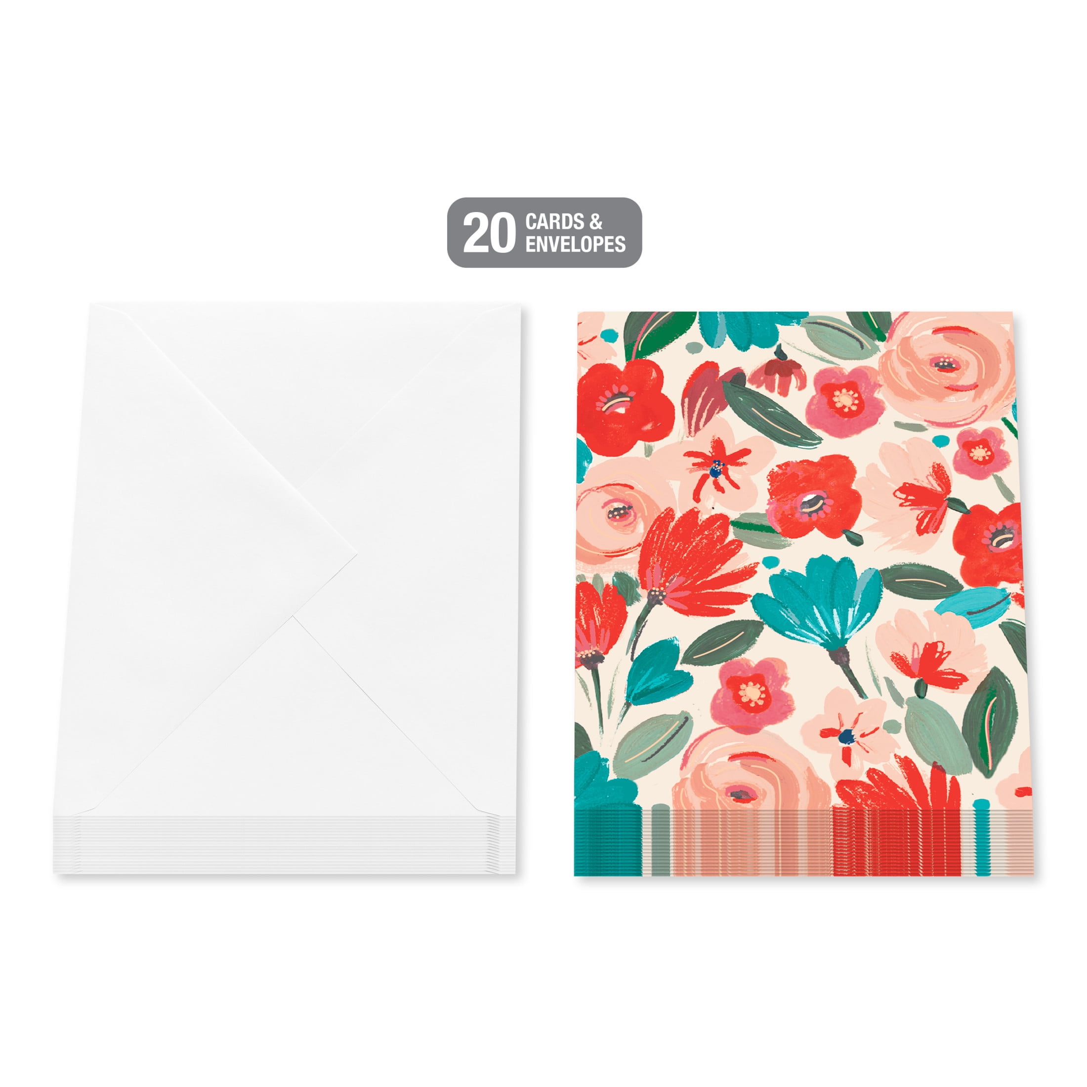 American Greetings All Occasion Blank Cards, Red Floral (20-Count)