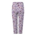 thumbnail image 3 of Mnuaqn Women's Summer Elastic High Waisted Floral Capri Leggings Comfy Stretch Slim Knee Length Cropped Yoga Pants (XL, Light Purple), 3 of 4