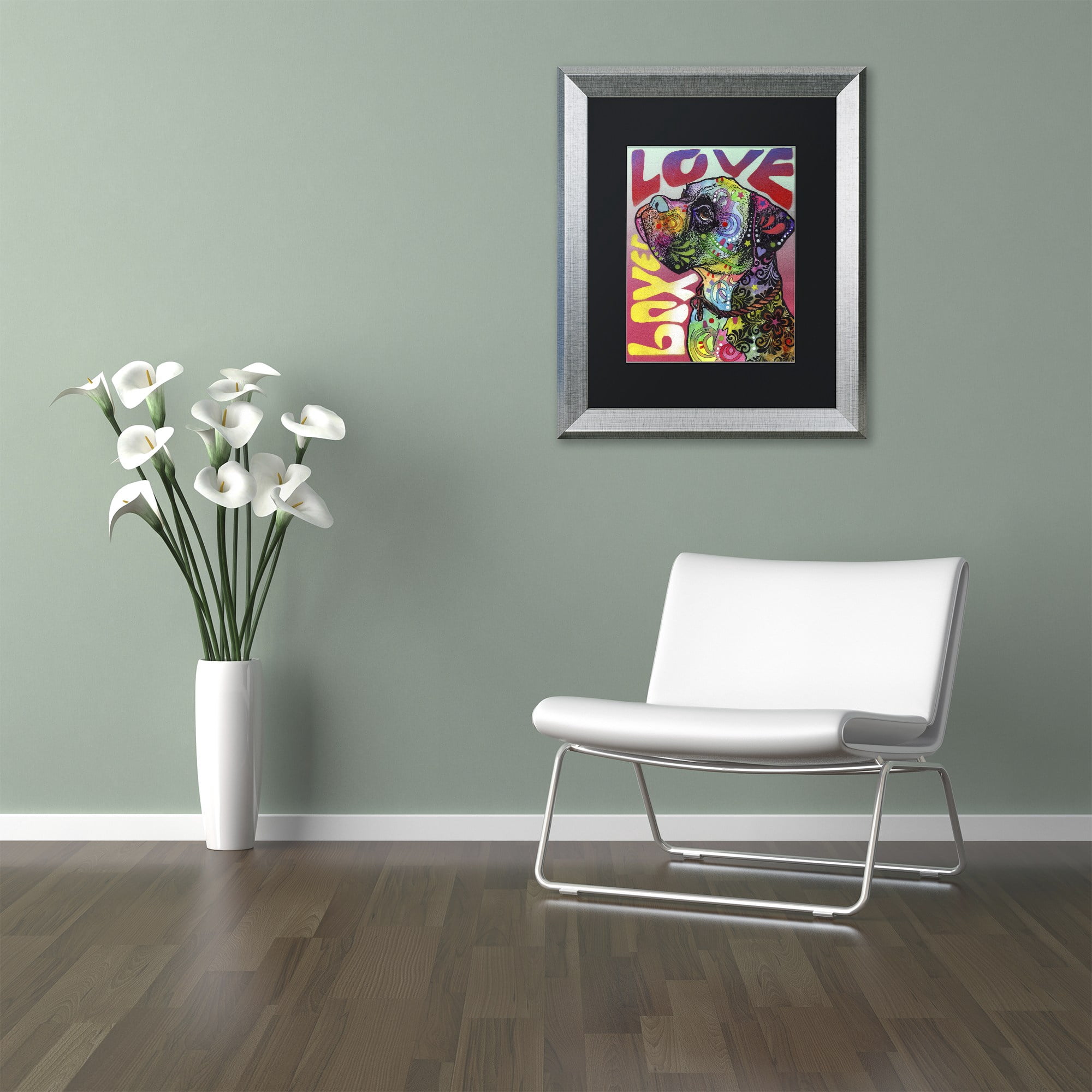 Trademark Fine Art 'Boxer Luv' Canvas Art by Dean Russo, Black Matte, Silver Frame