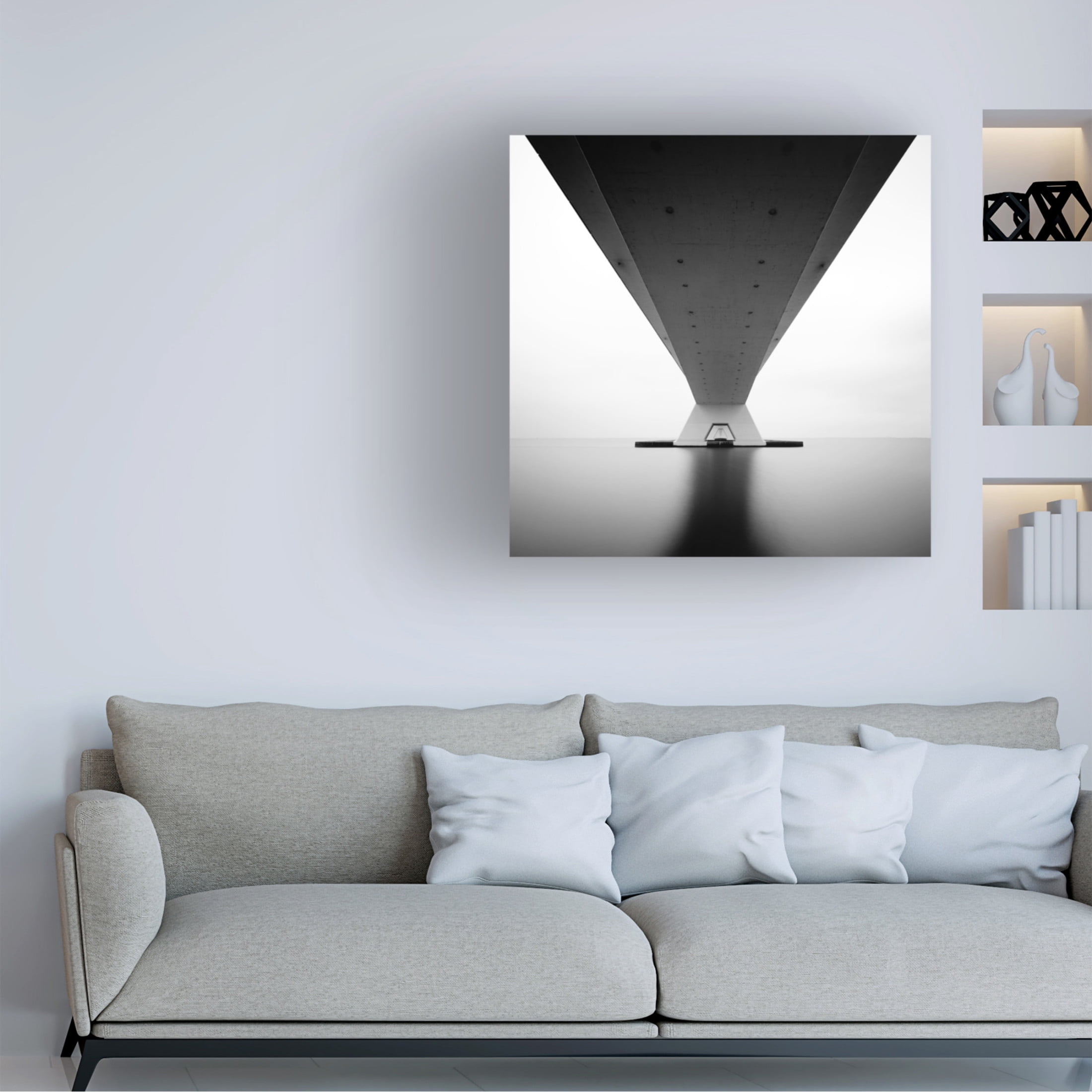 Canvas Wall Art - Steve Cheetham 'Zeeland Bridge' Wall Art for Living Room, Bedroom, or Office Décor by Trademark Fine Art - 35 x 35 Inches