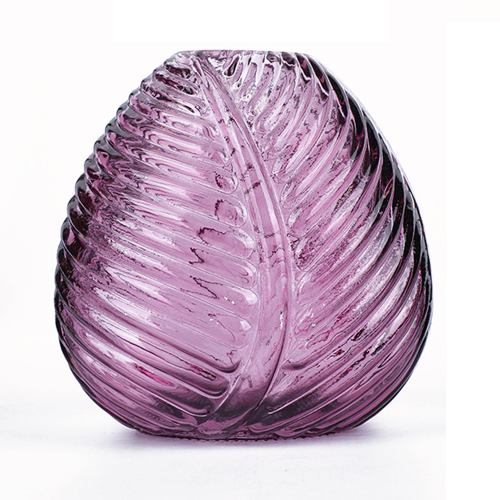 Nordic Leaf Pattern Glass Vases For Flower, Round Flower Vases For