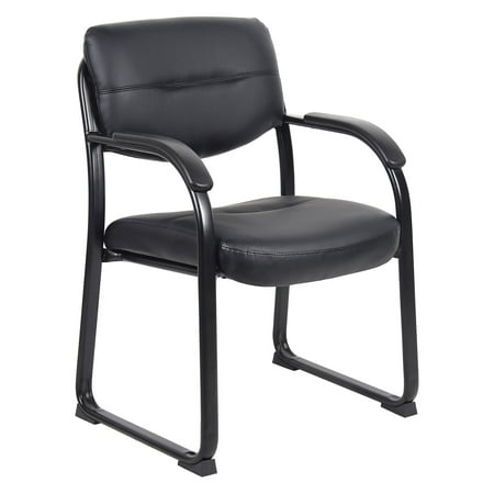 boss office products leather sled base side chair w/ arms boss office products leather sled base side chair w/ arms