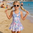 thumbnail image 3 of COEQINE Girls One Piece Bathing Suit with Skirt, Scoop Neck Sleeveless Wide Straps Swimwear, Polyester Spandex Swimsuit for Kids 12-13 Years, Machine Washable Dreamy Starry Star, 3 of 8