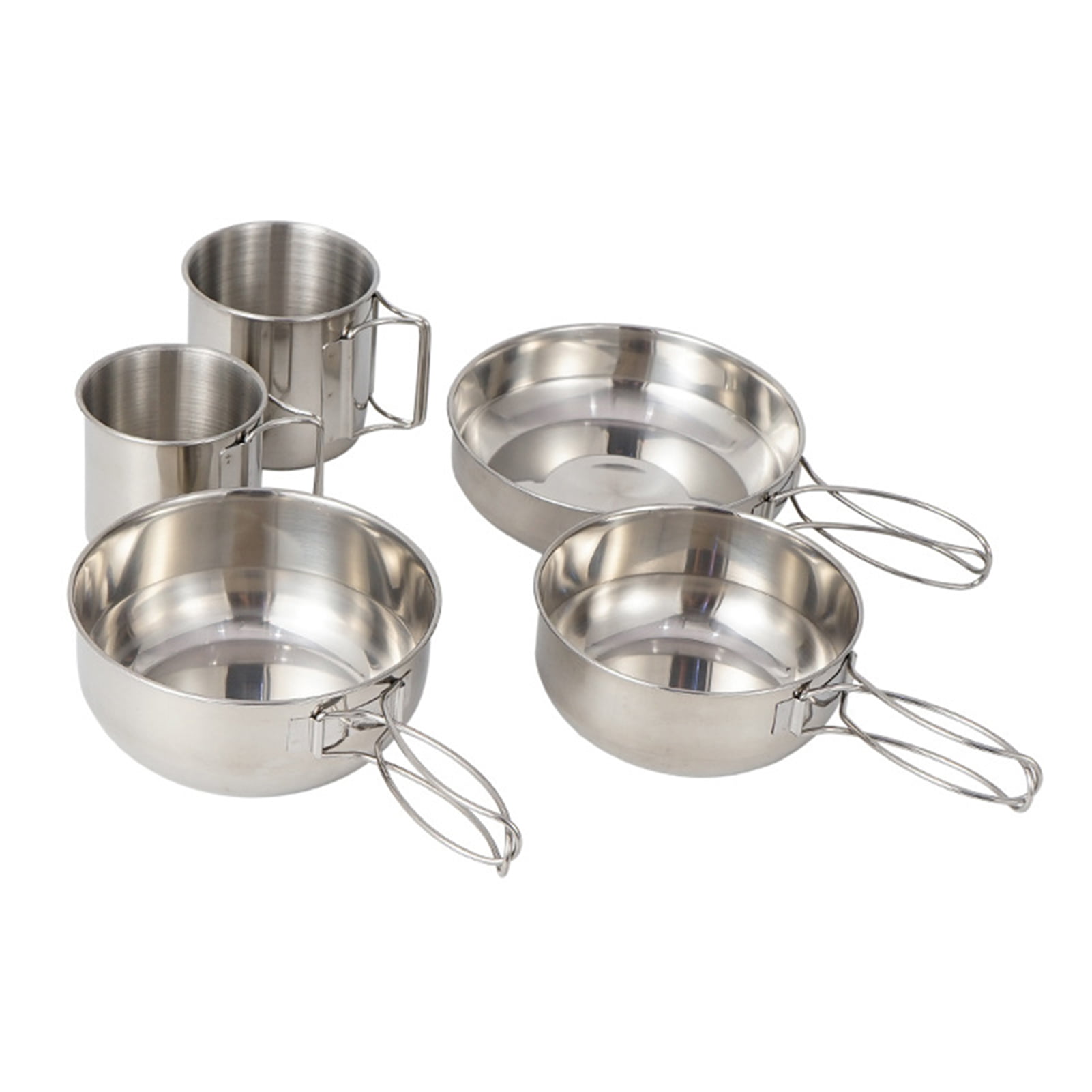 Camping Picnic Cookware Set Stainless Steel Pan Pot Outdoor Hiking Cooking Bowl 