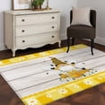 thumbnail image 3 of Yellow Gnomes Area Rugs 4'x6', Washable Small Throw Rugs for Office Bathroom, Spring Bees Daisy Plaid Wooden Grain Indoor Outdoor Rug Non-Slip Low Pile Carpet Runner Reversible Floor Mats, 3 of 8