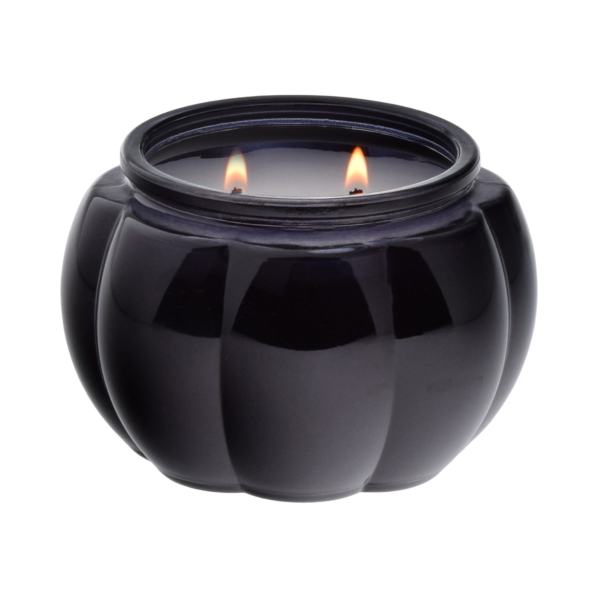(2 pack) Better Homes & Gardens Warm Leathered Amber 2-Wick Pumpkin Jar Candle, 13.8 oz