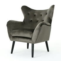 GDF Studio Dejon Mid Century Modern Velvet Arm Chair, Gray and Black