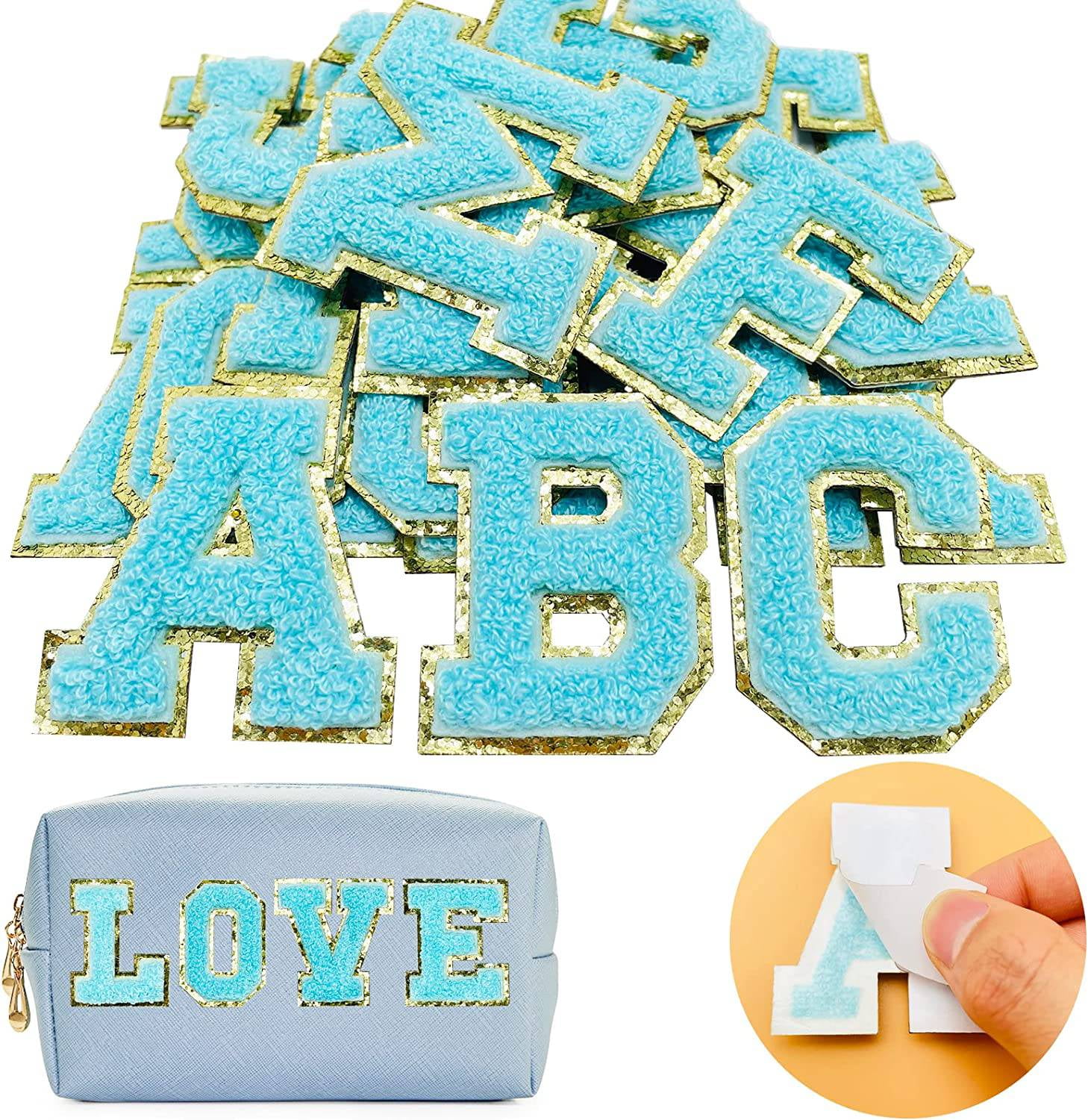 Green / Gold Chenille Letter Patch Patches Iron on / Sew on Alphabet  Embroidery -  Israel