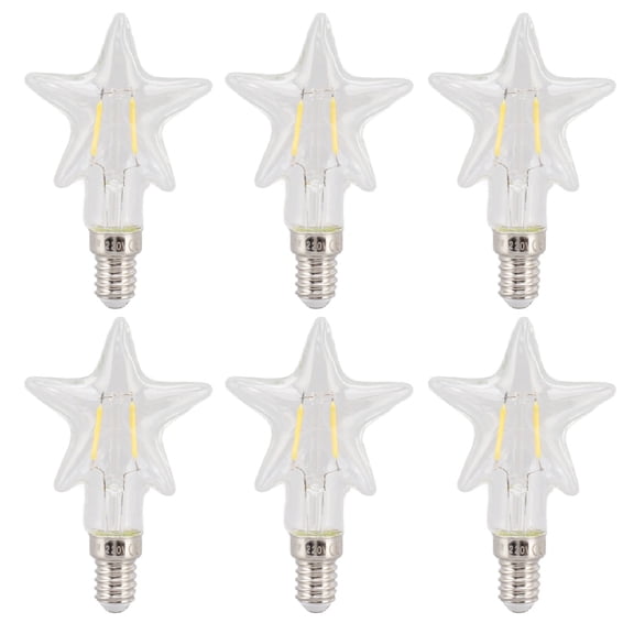 Falleo Clearance 1Pc E14 Base Lamp Bulb Transparent Pentagram Shape 2700K Eye Protection Decorative LED Light Bulb 220V 1.8W