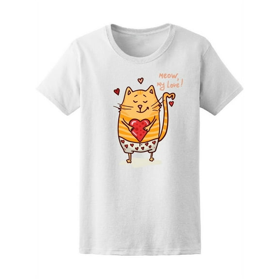 Cute Cat In Love Romantic Meow Tee Women's -Image by Shutterstock