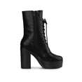 thumbnail image 3 of Unique Bargains Women's Lace Up Platform Chunky Heels Combat Boots, 3 of 7